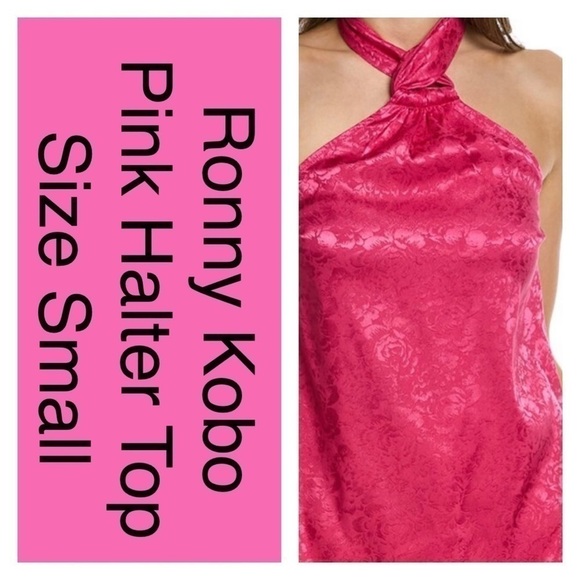 Ronny Kobo Blouse Women’s S Claire Pink Floral Halter Jacquard Print NWT $348 - Picture 2 of 10